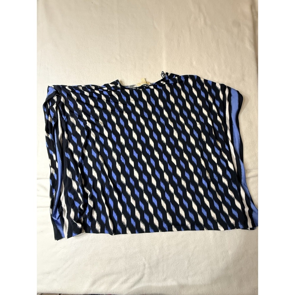 MICHAEL KORS Womens Size Small Black Blue Print Silky Shawl Sleeves - Picture 6 of 10